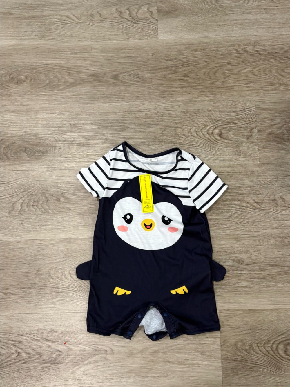 SHEIN Navy and White Penguin Stripe Short Sleeve One-Piece